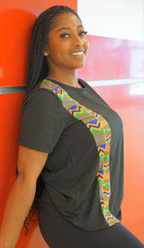 MADARI African Print Black T - Shirt