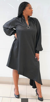 Amina black high low dress