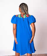 Imani African Print Blue Midi Dress