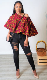 ZURI Red  Ankara Top