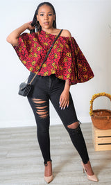 ZURI Red  Ankara Top