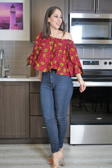 ZURI Red  Ankara Top