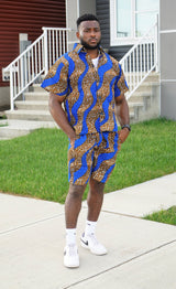 IKENNA Men African Print Shirt and Short