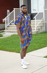 IKENNA Men African Print Shirt and Short
