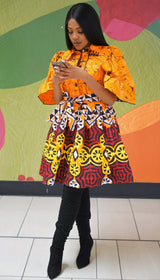 NALLA African Print Midi Dress