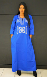ADA Blue African Women Dashiki Dress