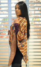 Emem African Print Wool Poncho