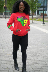 Emy African Print Map Red Women Sweatshirt