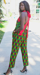 Uwa African print halter-neck jumpsuit