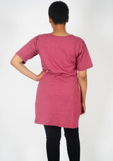 ADAEZE African Print Burgundy Afro Embossed Women T -Shirt