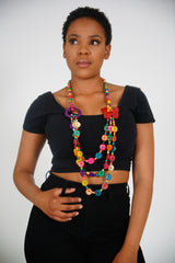 NABILAH Multi-colored Long Afro Necklace