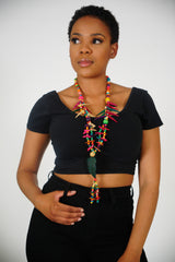 NABILAH Multi-colored Long Afro Necklace