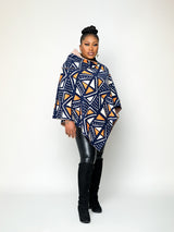 Mfon  African Print Wool Poncho