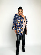 Mfon  African Print Wool Poncho