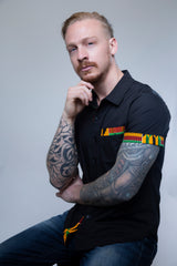 Kente Short Sleeve Button Shirt Casual for Men, Black Color