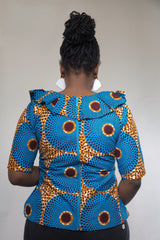Blue African Print Record Top