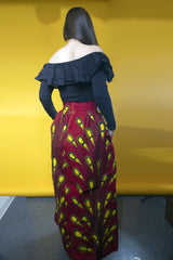 IMONI African print Eye Drops Red Maxi Skirt with Pocket