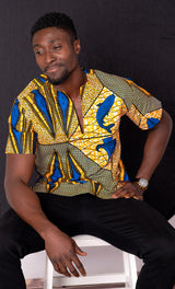 Femi Men Short Sleeve V Slit Shirt