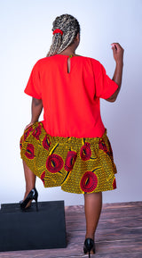 Taraji African Print Red Midi Dress