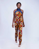 Adesuwa African print halter-neck jumpsuit