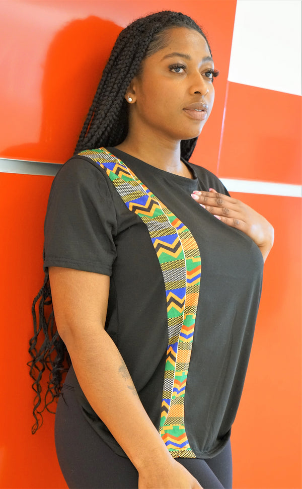 MADARI African Print Black T - Shirt