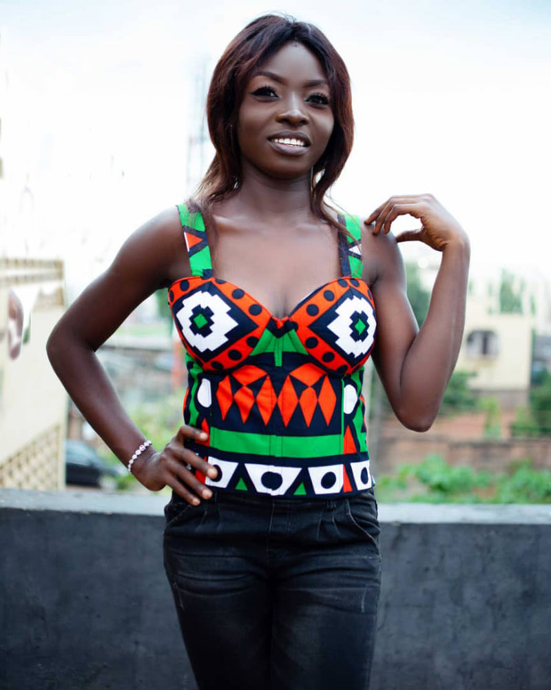 Amenze African print corset cami top