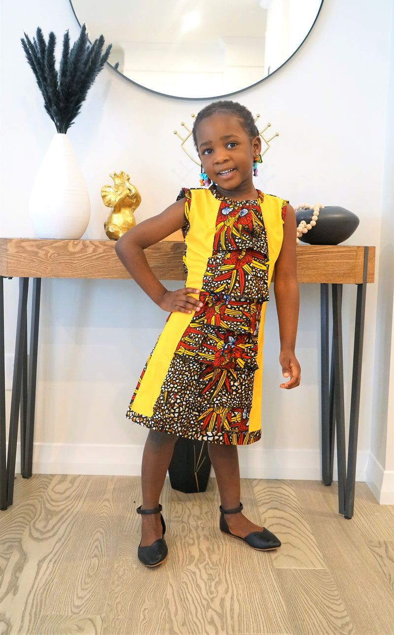 MAHA African Print Girl Dress  6- 12 yrs