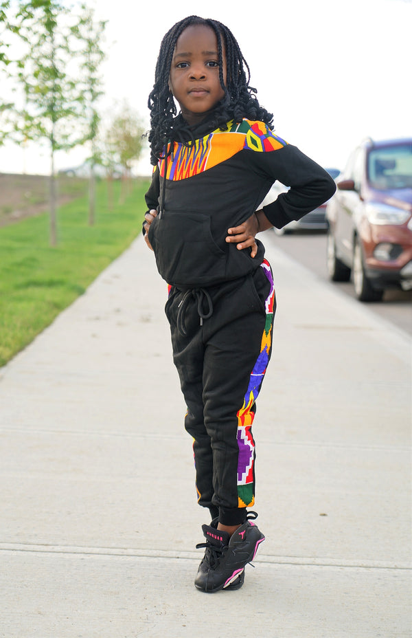 ANELE Unisex African Print Sweatshirt and matching Jogger Pants for Children