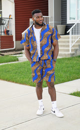 IKENNA Men African Print Shirt and Short