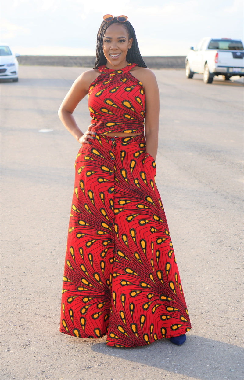 SUMA African Crop Top & Maxi Skirt
