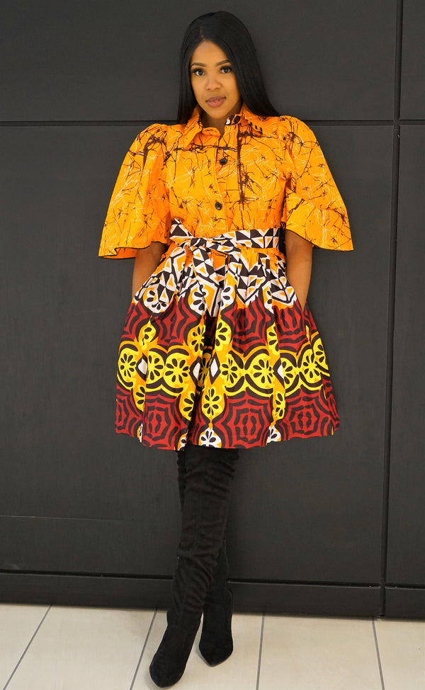 NALLA African Print Midi Dress