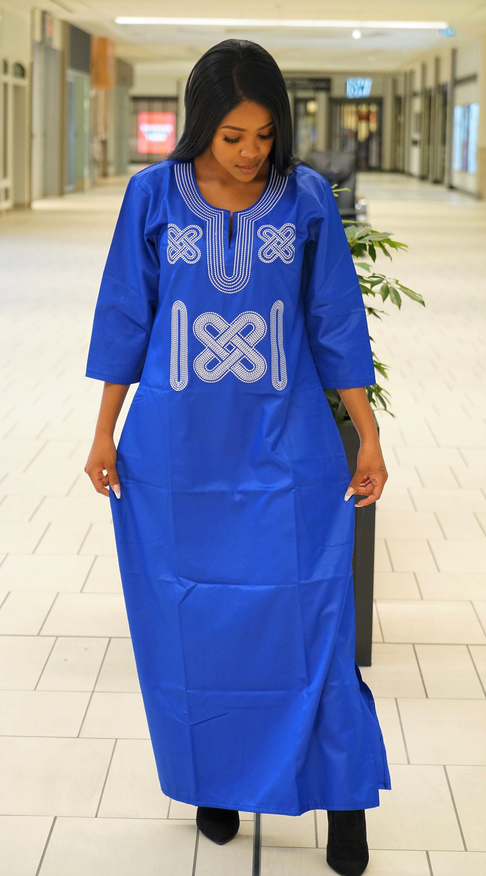 placid blue dress Royal Blue Men's African Dashiki Clothing for Prom, Weddings and Parties | Afro Dress Shirts and Pants main image 0