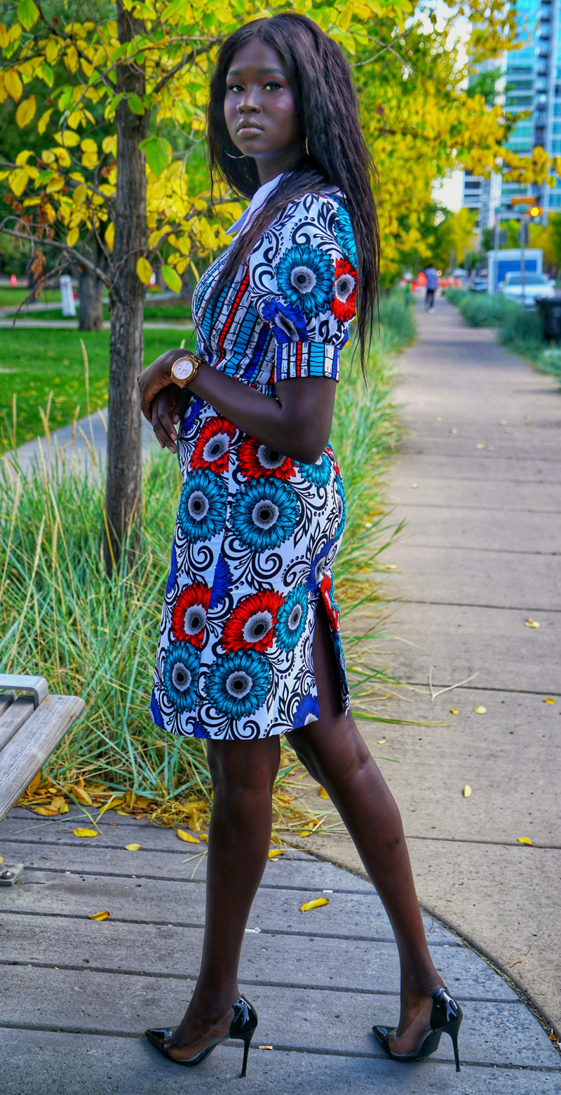 Koko African print fitted dress