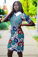 Koko African print fitted dress