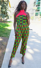 Uwa African print halter-neck jumpsuit