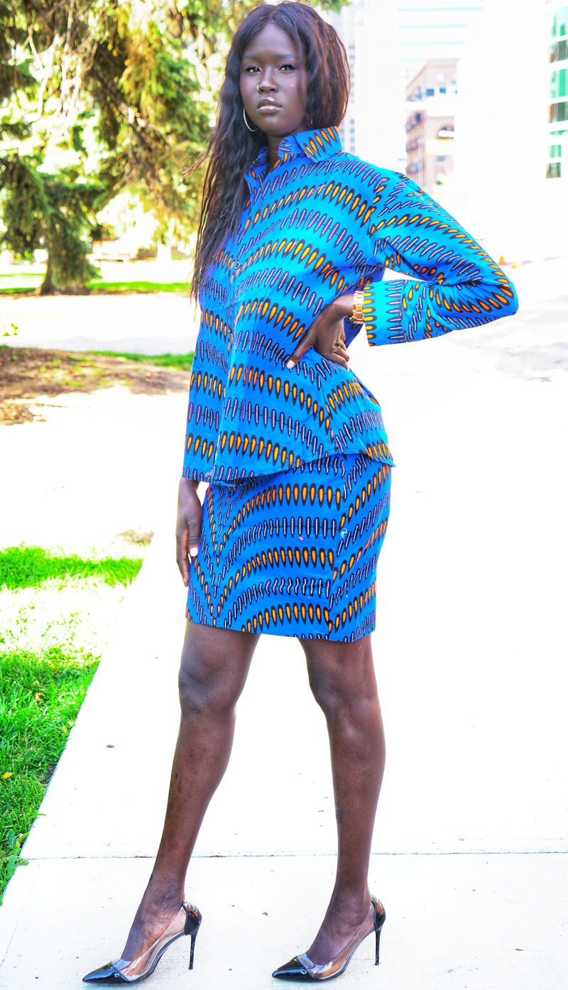 Ehi African print matching shirt & skirt