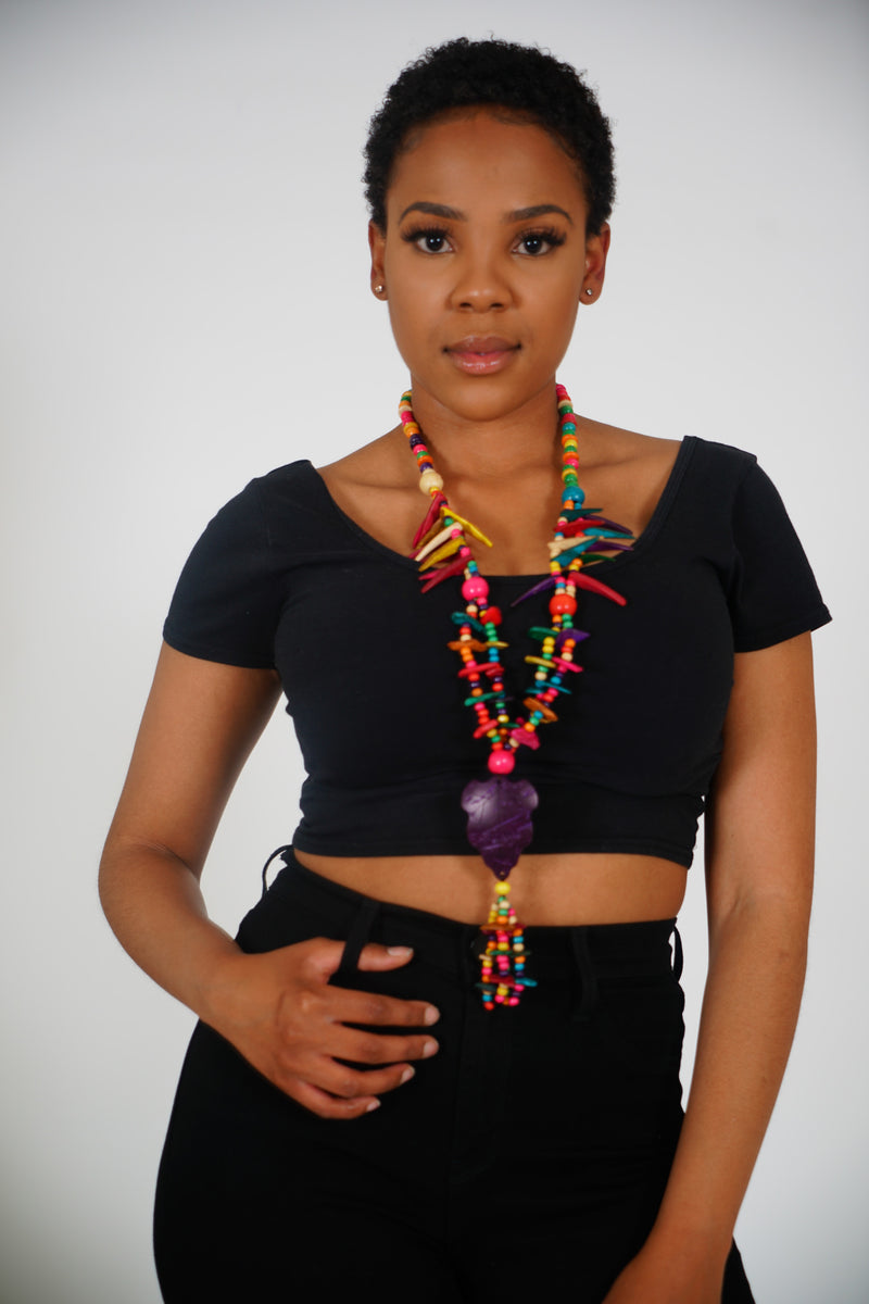 NABILAH Multi-colored Long Afro Necklace