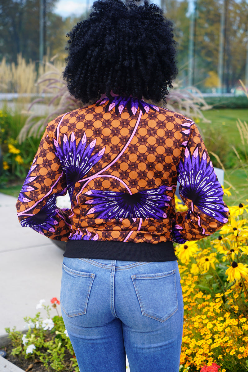 Fayola African Print Women Bomber Jacket