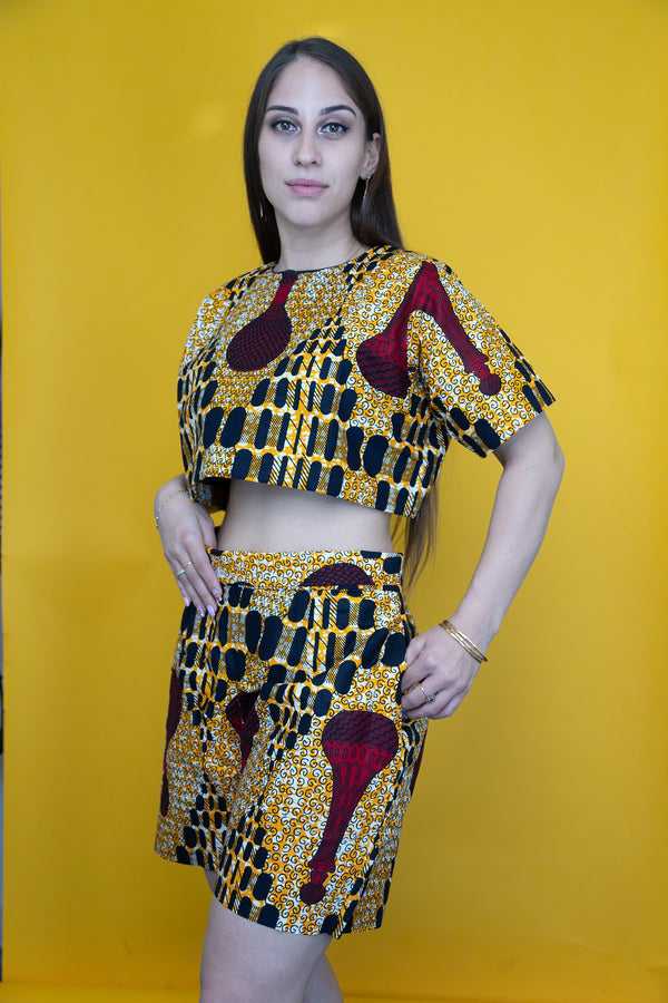ESISI African Print Matching Crop Top and Shorts