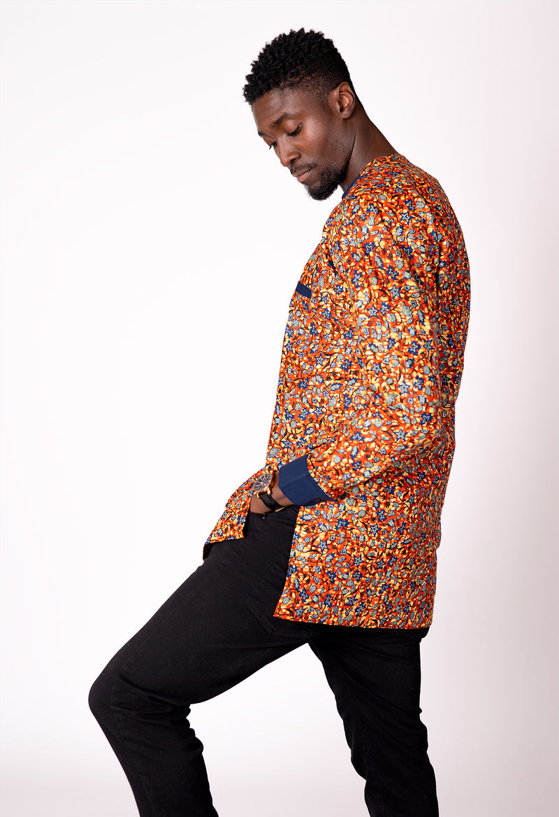 Ola African Print Men Long Sleeve Shirt