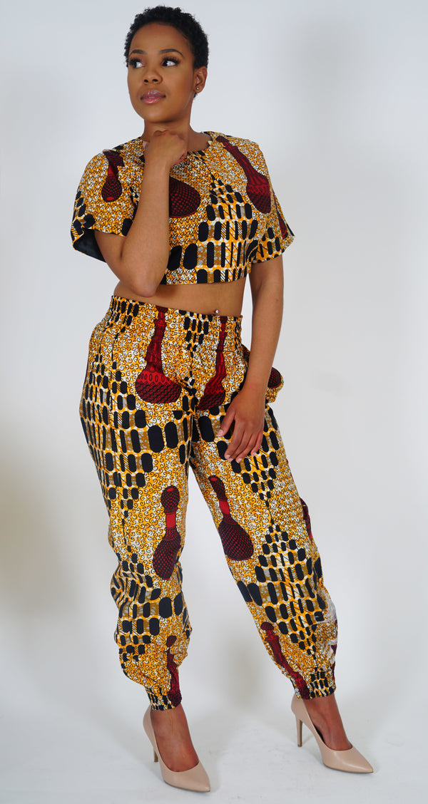 EMETE African Print Matching Crop Top and Pants