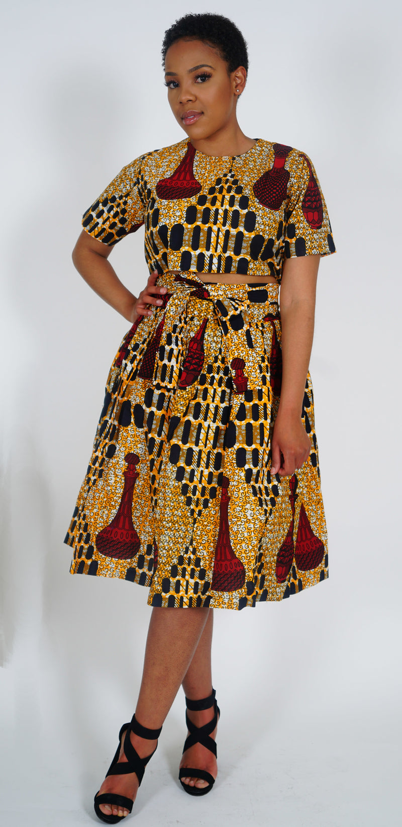 METE African Print Matching Crop Top and Skirt
