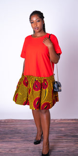 Taraji African Print Red Midi Dress