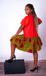 Taraji African Print Red Midi Dress