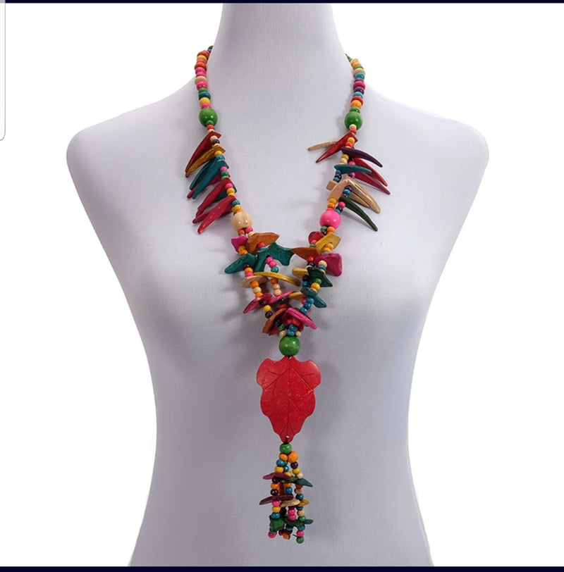 NABILAH Multi-colored Long Afro Necklace